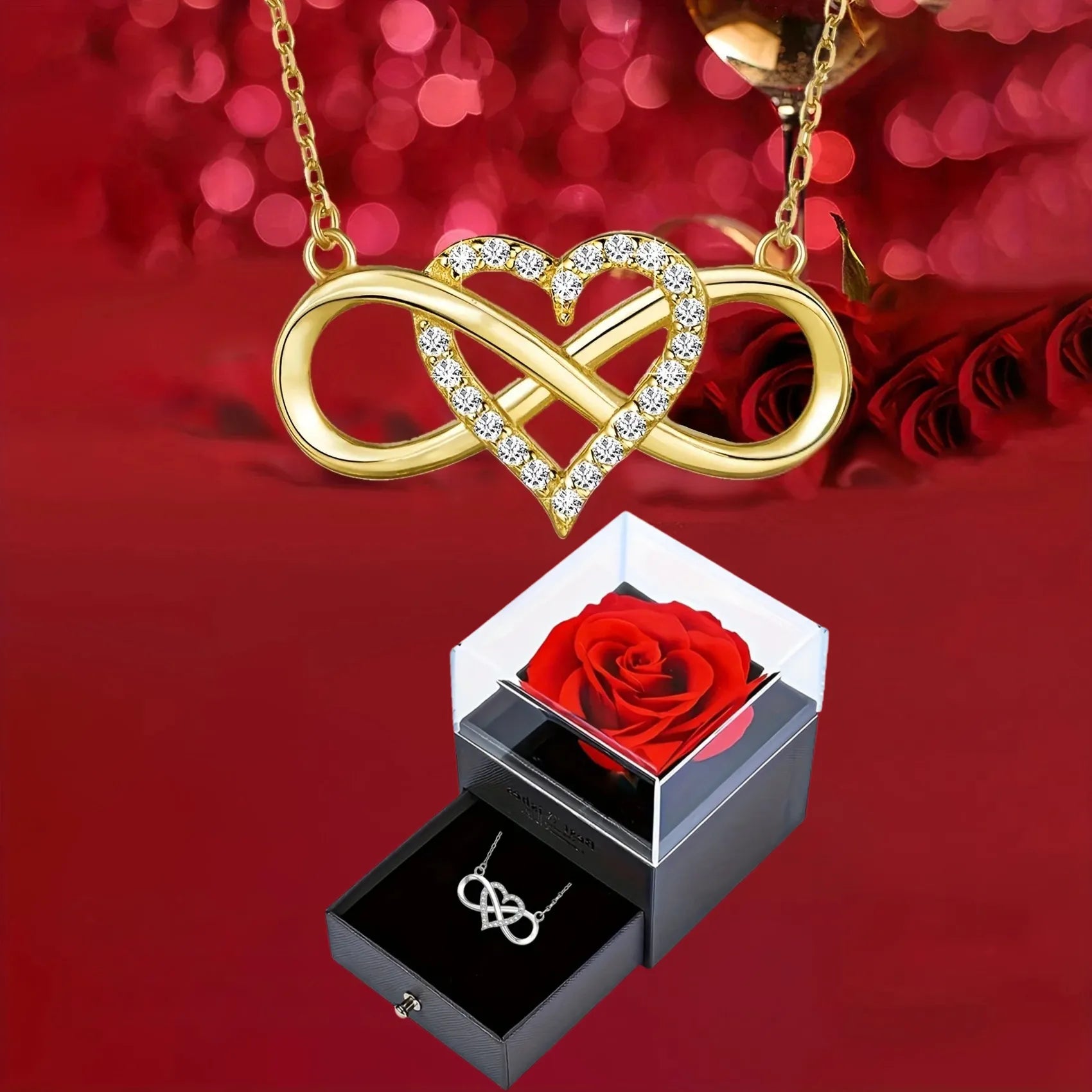 Kit Presente Lumière - Colar Coração Infinito e Caixa Luxuosa - Zellis