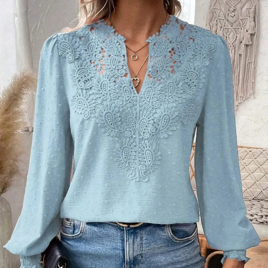 Blusa-com-Renda-e-Decote-V-Veloura-Zellis