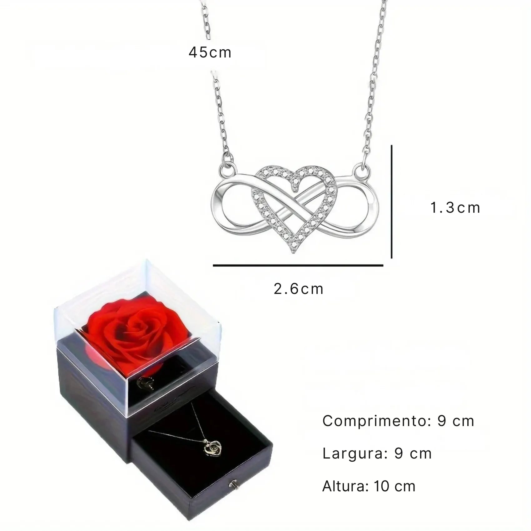 Kit Presente Lumière - Colar Coração Infinito e Caixa Luxuosa - Zellis